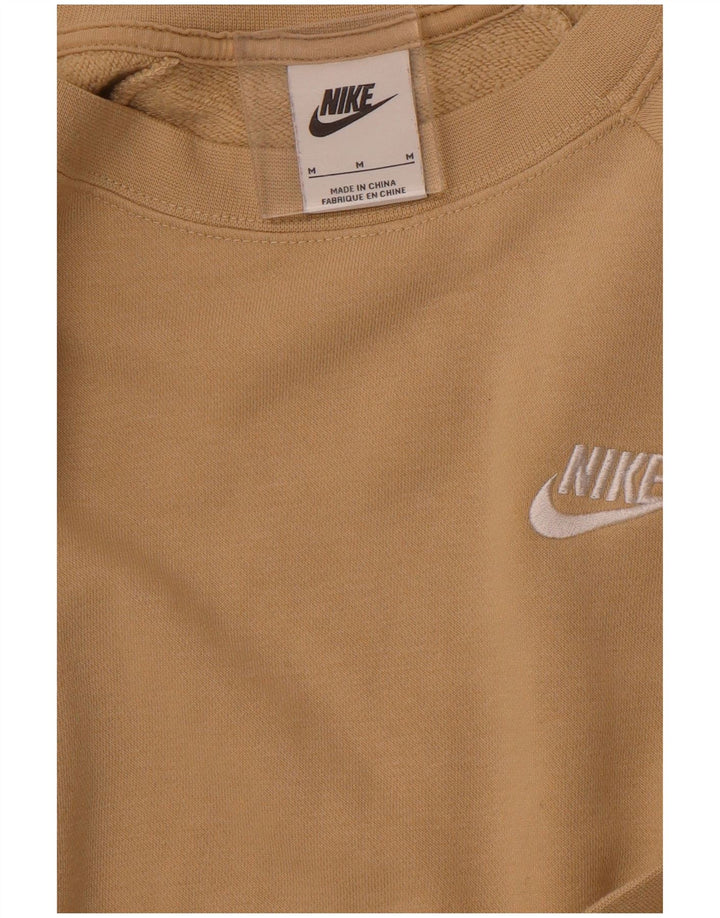 NIKE Womens Sweatshirt Jumper UK 14 Médio Bege Algodão