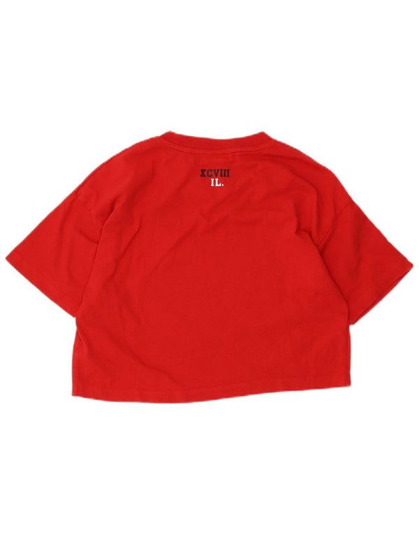 Camiseta feminina Superdry Crop Graphic Top UK 10 pequeno algodão vermelho