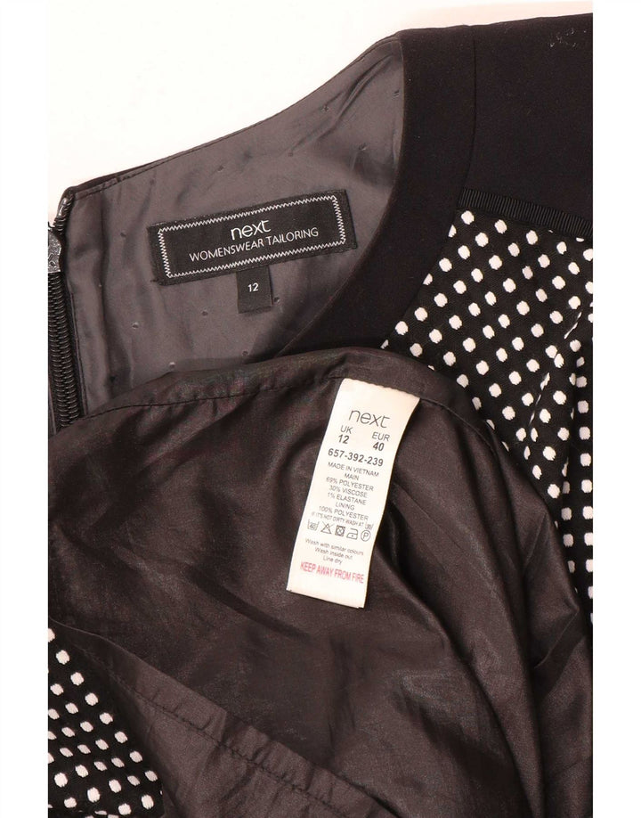 Próximo Vestido feminino sem mangas evasê UK 12 poliéster manchado preto médio