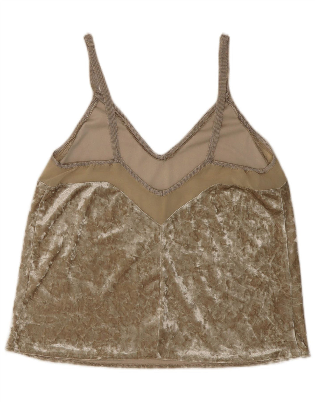 Zara Womens Crop Velvet Cami Top Reino Unido 12 Médio Bege