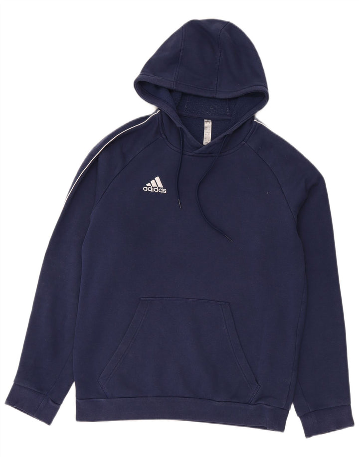 Adidas Mens Hoodie Jumper Médio Azul Marinho Algodão