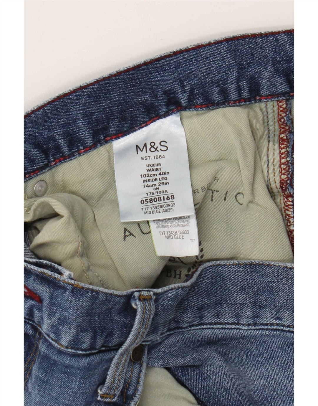 Jeans retos masculinos Marks & Spencer W40 L29 algodão azul