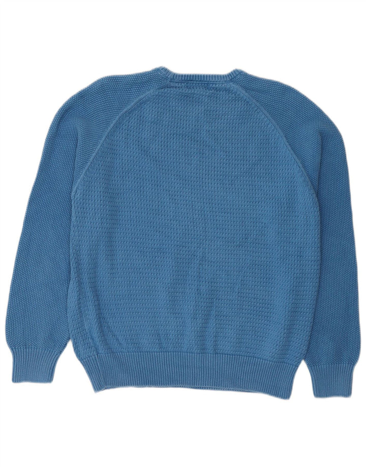 Suéter masculino Marks & Spencer com ajuste regular e gola redonda, azul médio