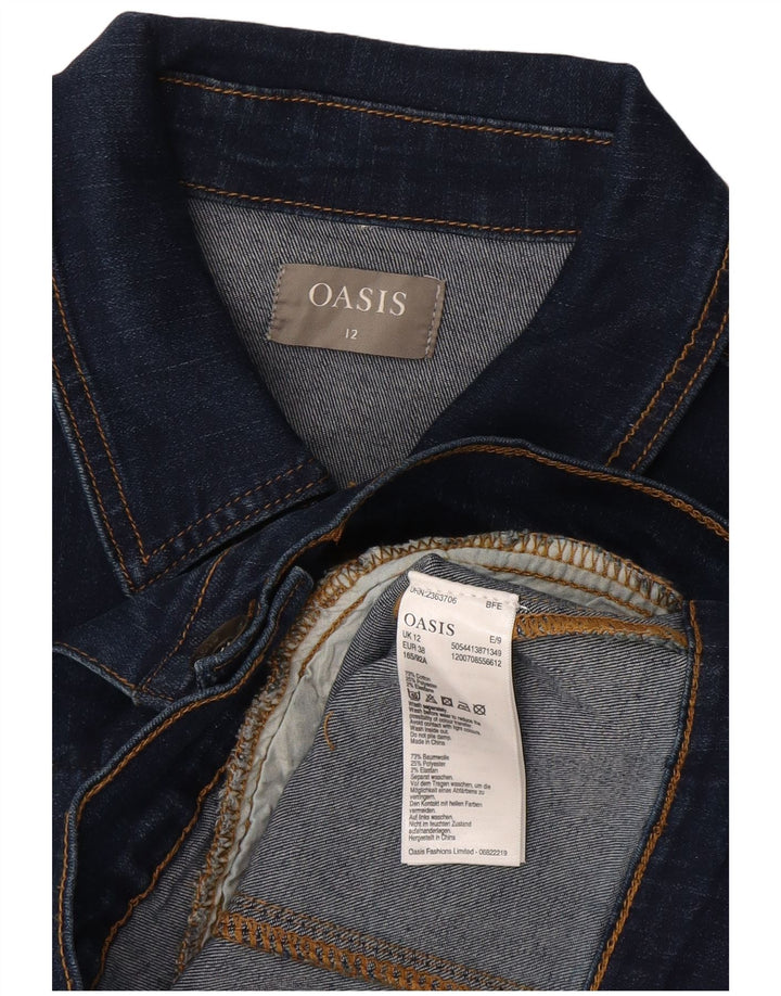 Jaqueta jeans feminina OASIS UK 12 algodão azul marinho médio