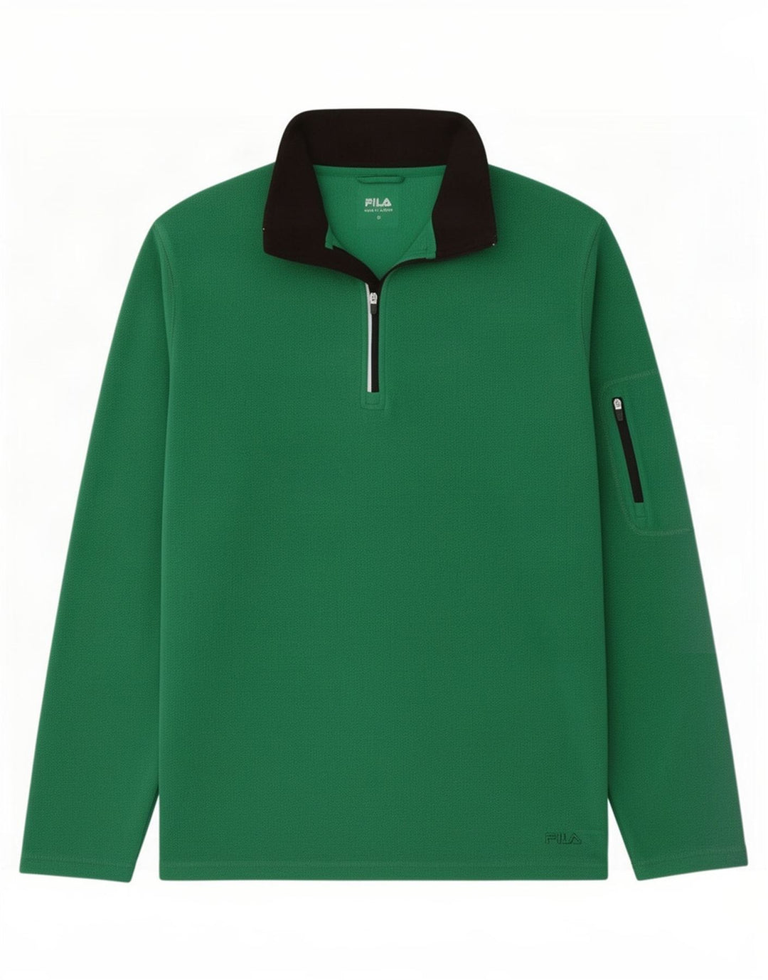 Fila Mens Zip Neck Fleece Jumper Verde Médio Poliéster
