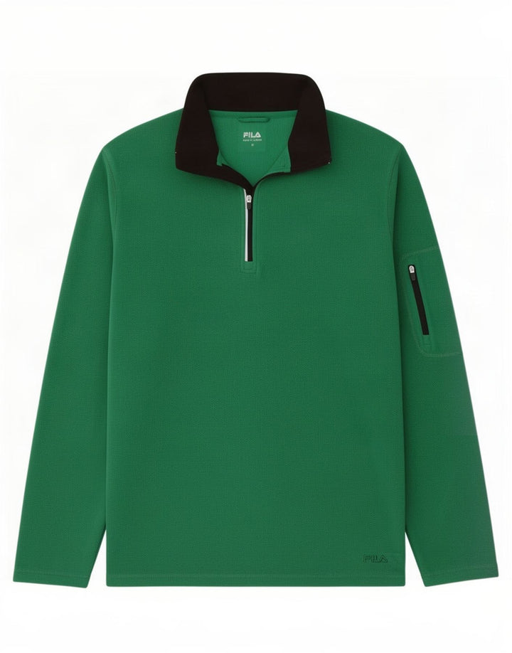 Fila Mens Zip Neck Fleece Jumper Verde Médio Poliéster