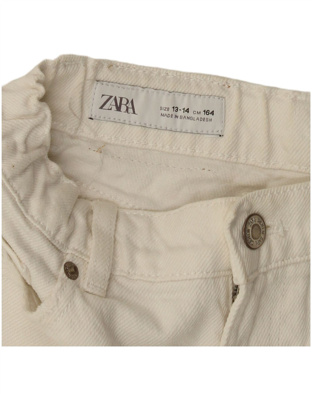 Shorts jeans desgastados para meninas ZARA 13-14 anos W26 branco