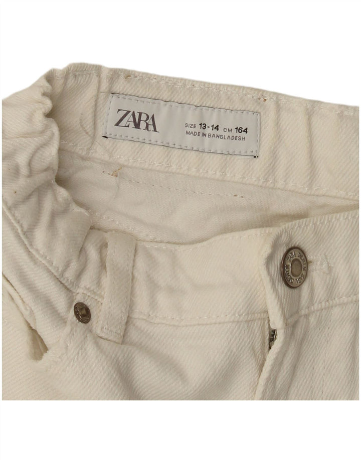 Shorts jeans desgastados para meninas ZARA 13-14 anos W26 branco