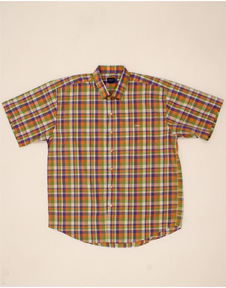 ARROW Mens Short Sleeve Shirt 2XL Green Check Cotton Vintage Arrow and Second-Hand Arrow from Messina Hembry 