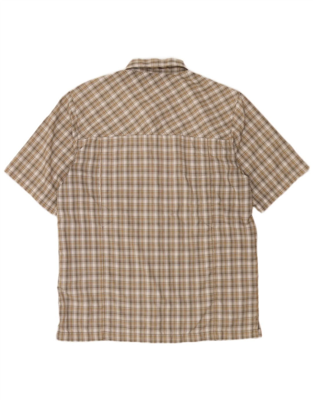 Camisa masculina de manga curta MC Kinley poliéster xadrez cáqui médio