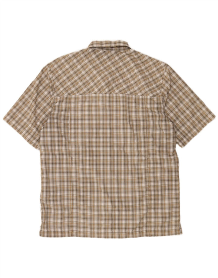 Camisa masculina de manga curta MC Kinley poliéster xadrez cáqui médio