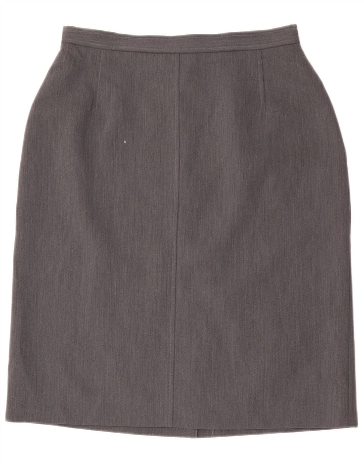Saia reta feminina St. Bernard UK 14 médio W28 poliéster cinza