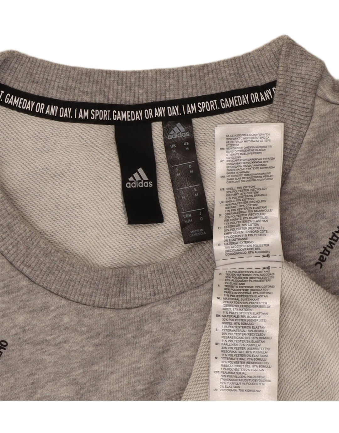 ADIDAS Mens Graphic Sweatshirt Jumper Medium Grey Cotton