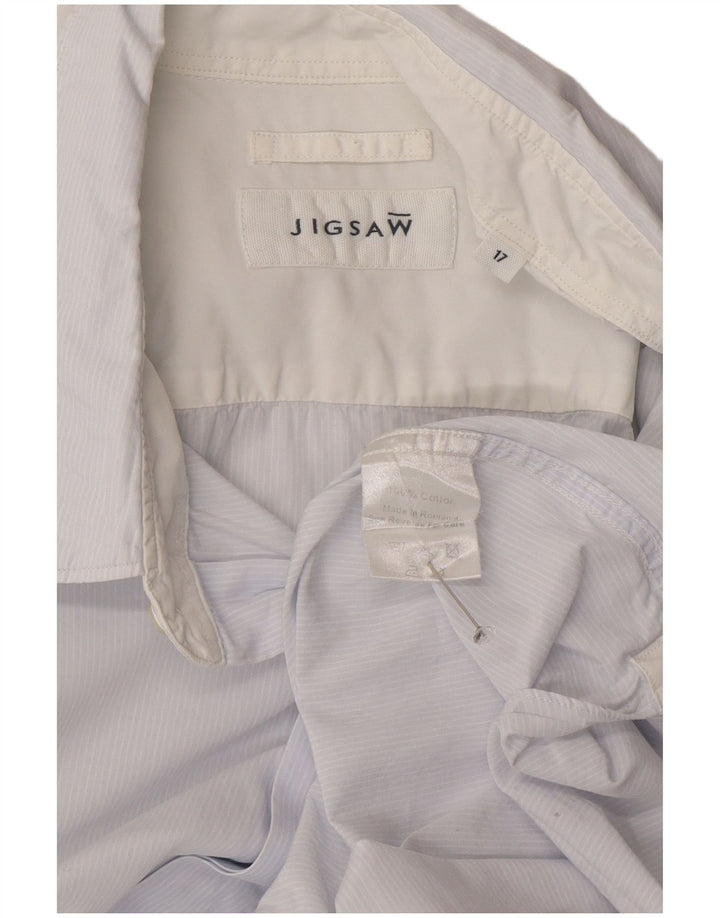 Camisa masculina Jigsaw tamanho 17 XL algodão listrado azul