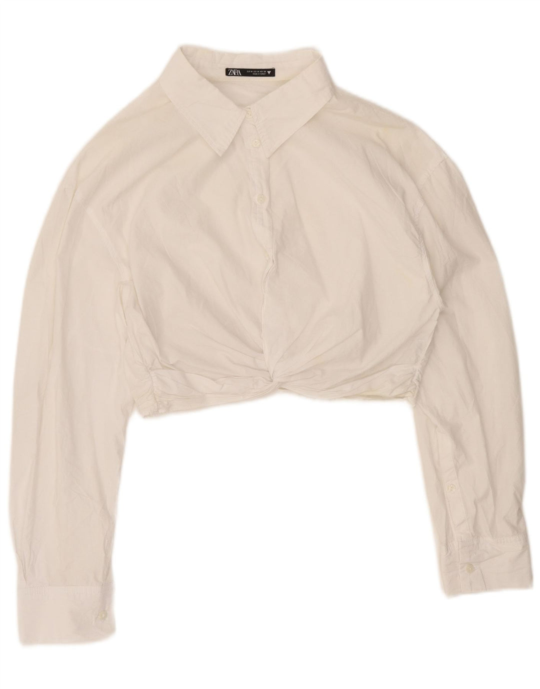 Zara blusa feminina cropped Reino Unido 16 algodão branco médio