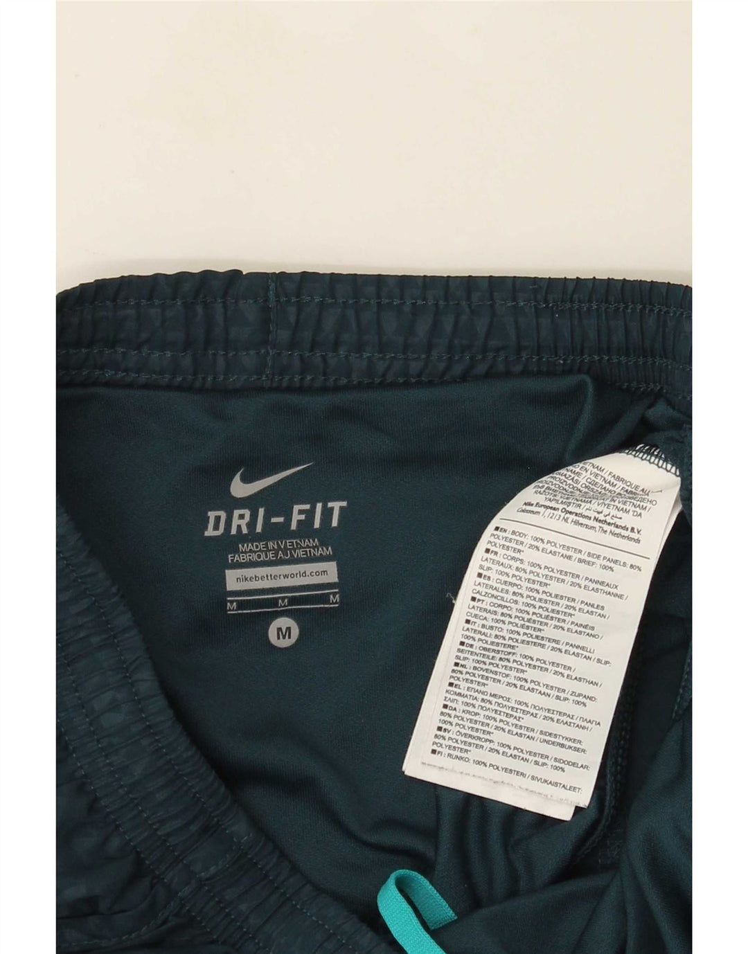 Shorts esportivos femininos Nike UK 14 poliéster manchado verde médio