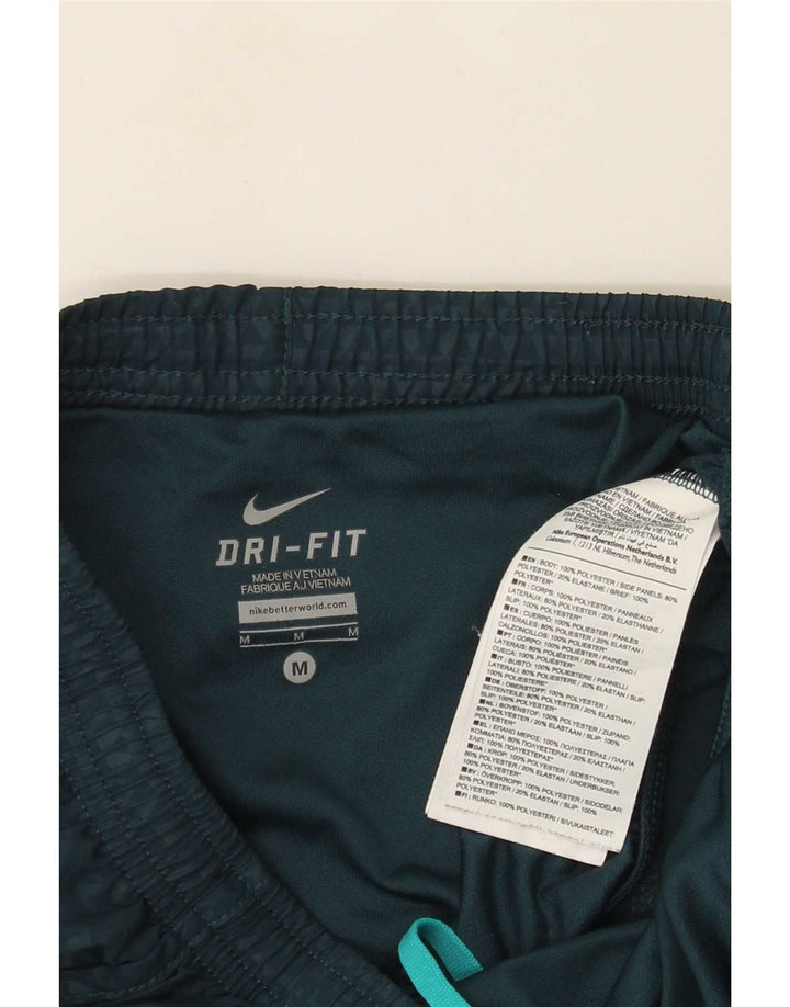 Shorts esportivos femininos Nike UK 14 poliéster manchado verde médio