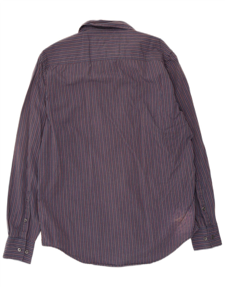 Camisa masculina Timberland Regular Fit pequena listrada azul marinho de algodão