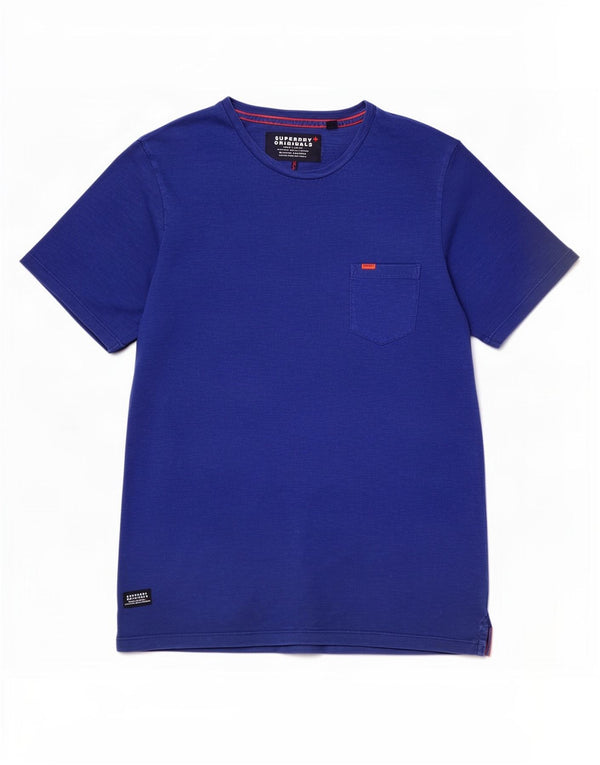 Camiseta masculina Superdry Top XL algodão manchado azul