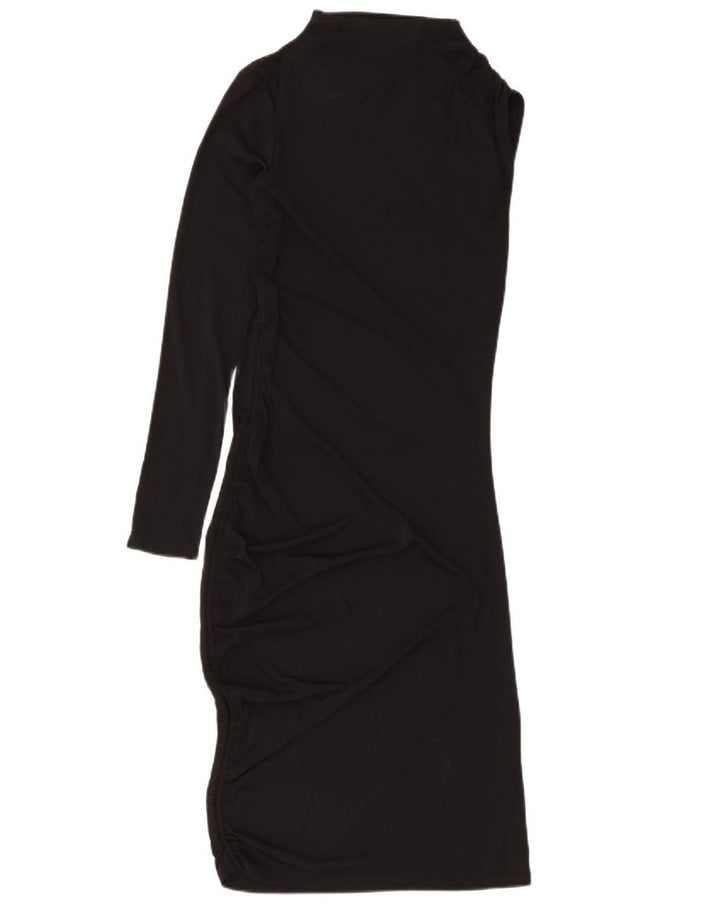 Vestido feminino Zara com um ombro UK 8 pequeno poliéster preto
