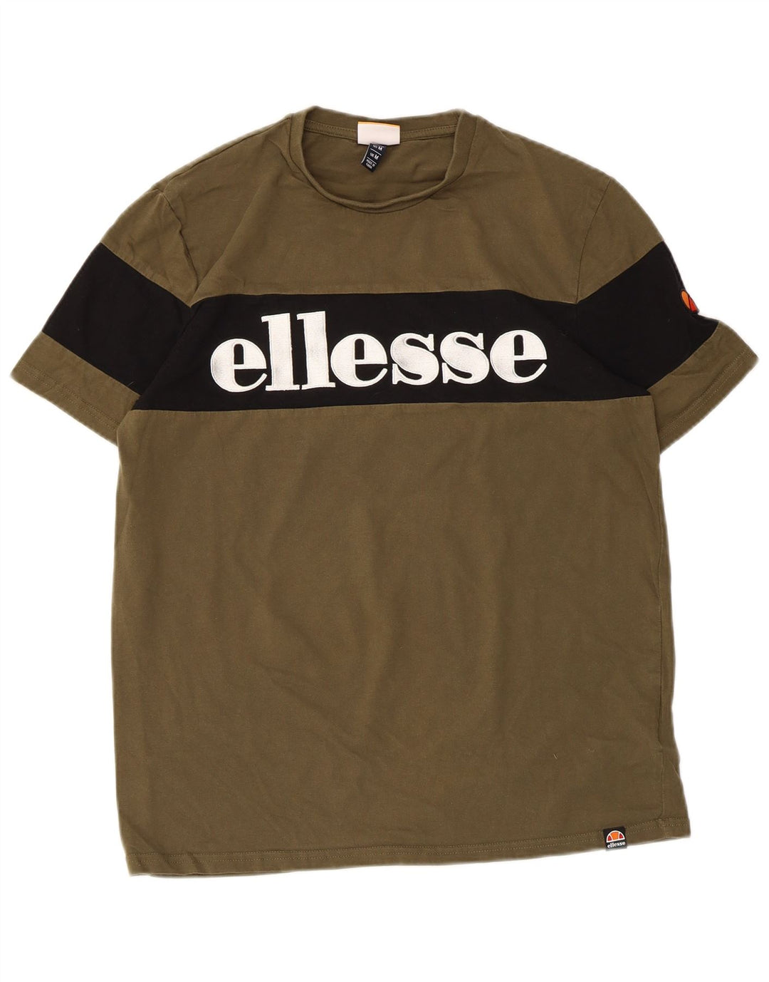 Ellesse Camiseta masculina gráfica Top médio cáqui algodão colorblock