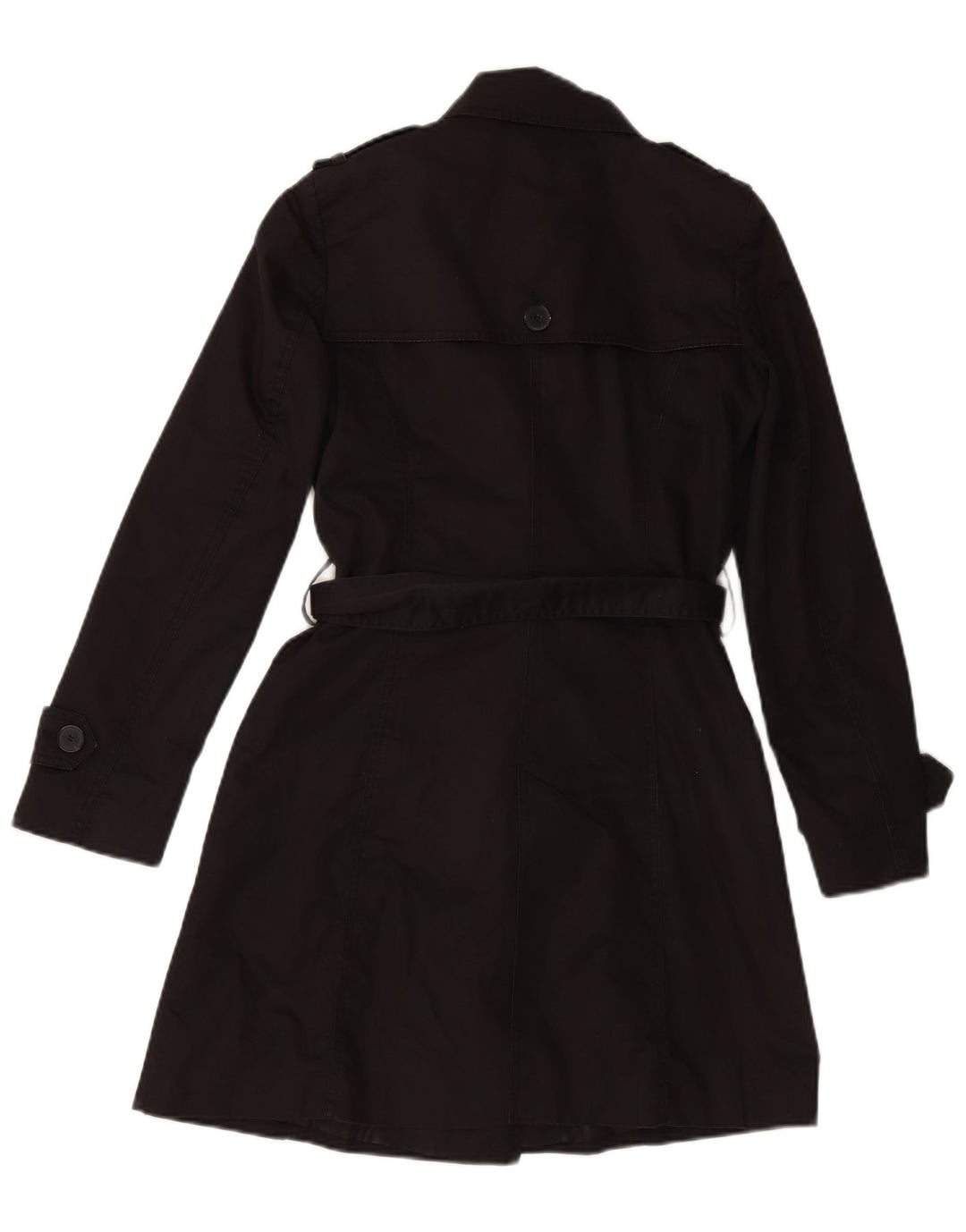 Trench Coat feminino ZARA UK 6 XS algodão preto