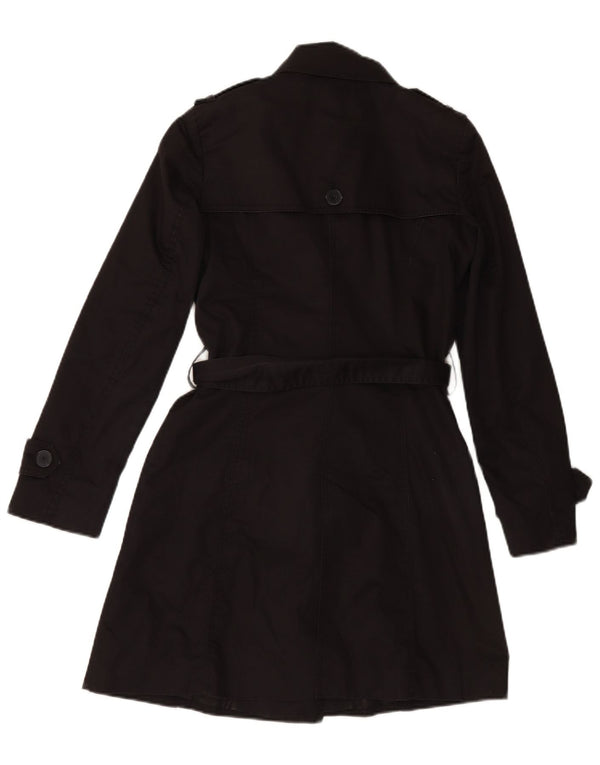 Trench Coat feminino ZARA UK 6 XS algodão preto