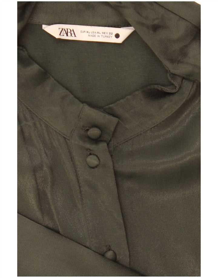 Blusa camisa feminina Zara UK 18 XL verde