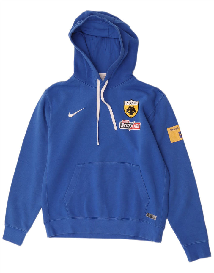Jumper com capuz gráfico masculino Nike médio azul algodão