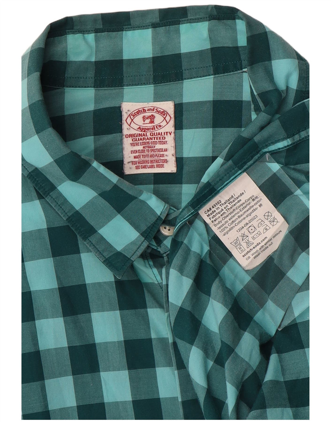 Camisa masculina SCOTCH & SODA de algodão guingão verde médio
