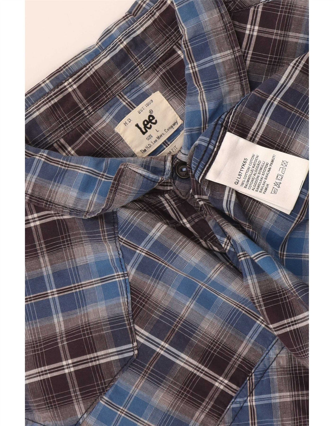 Camisa masculina Lee Slim Fit grande algodão xadrez azul