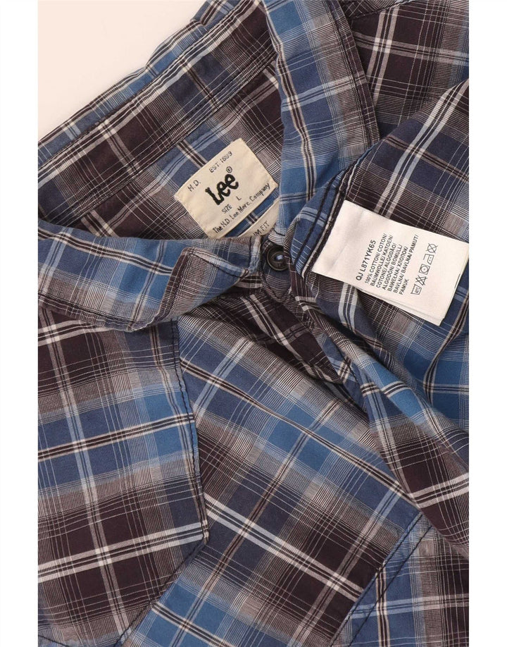 Camisa masculina Lee Slim Fit grande algodão xadrez azul
