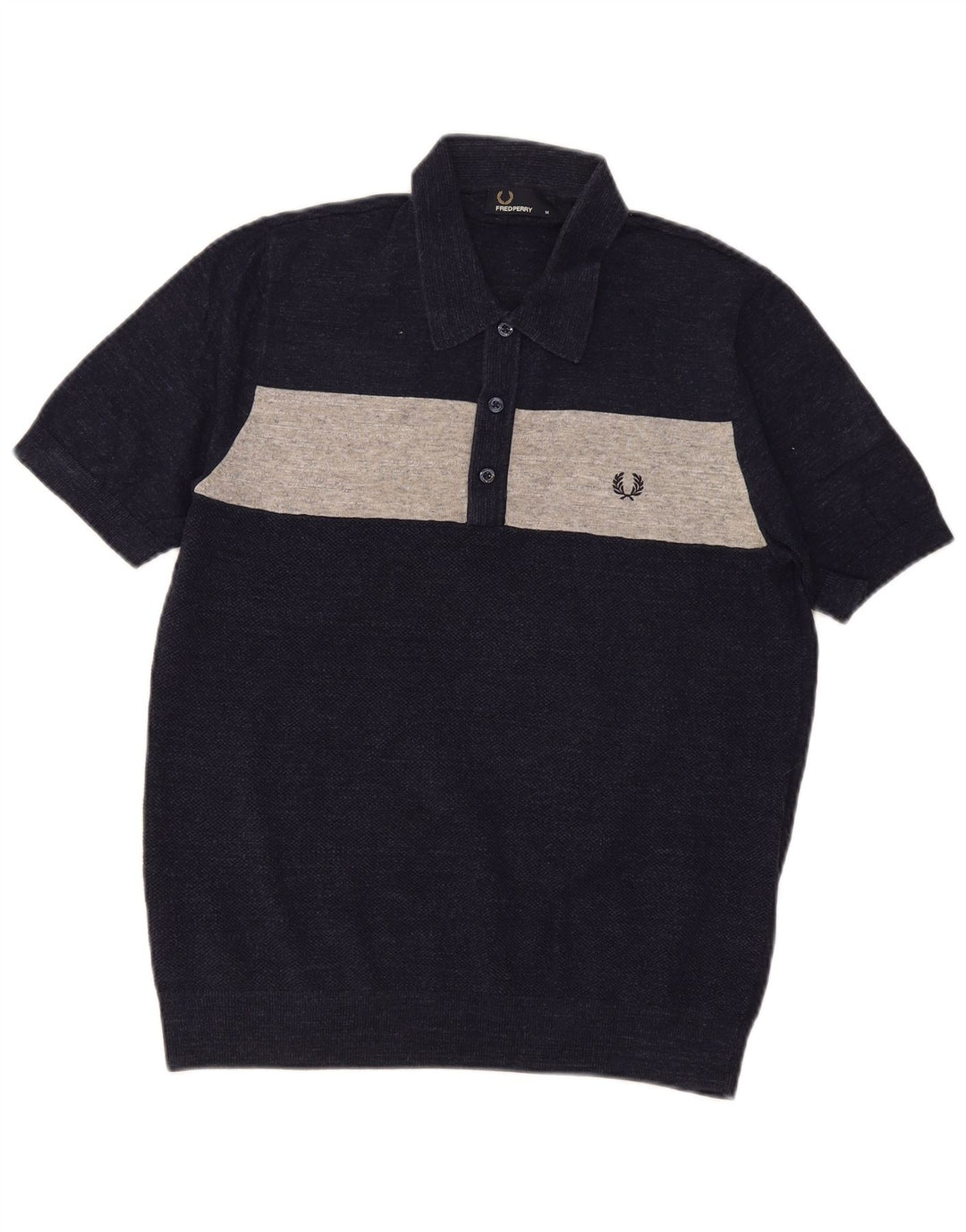Camisa polo masculina Fred Perry médio azul marinho algodão colorblock