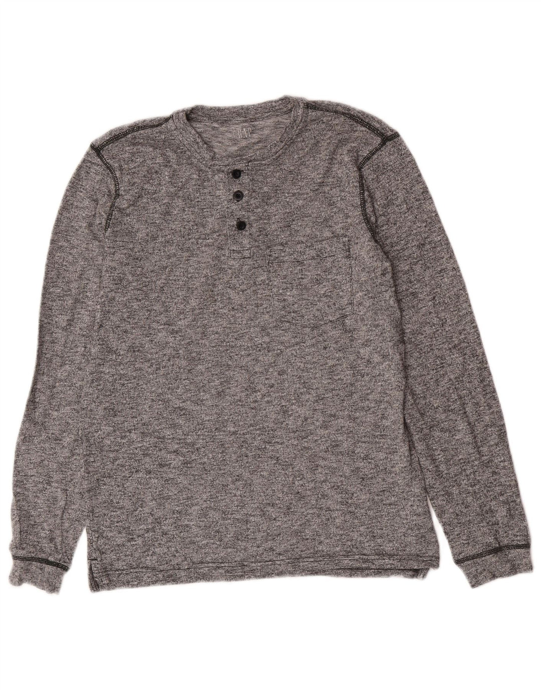 Gap Mens Top manga comprida pequeno algodão manchado cinza
