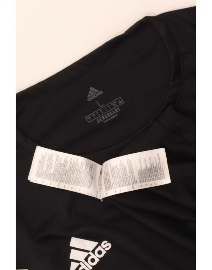 Camiseta masculina de manga curta Adidas grande poliéster colorblock preto