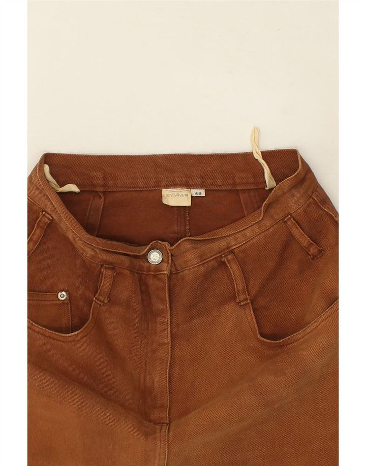 Saia jeans feminina VINTAGE EU 40 médio W28 algodão marrom