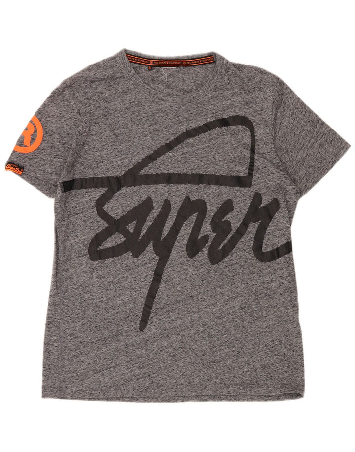 Camiseta gráfica masculina SUPERDRY Top 2XL cinza manchado