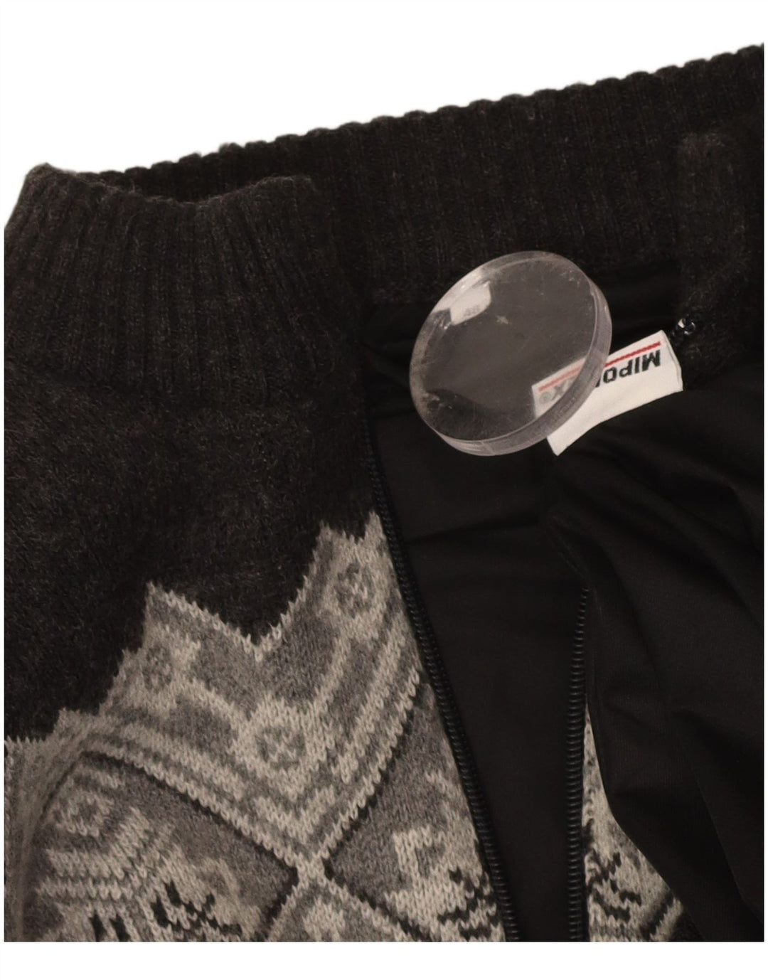 Suéter feminino VINTAGE com zíper e gola IT 48 XL cinza Fair Isle