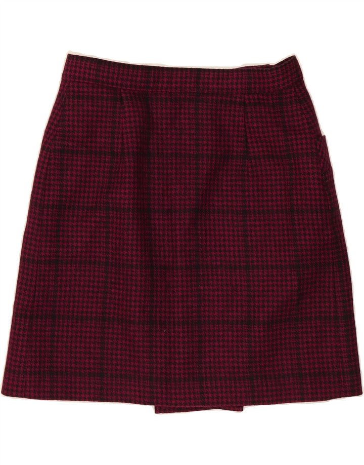Saia feminina VINTAGE W30 lã virgem houndstooth rosa médio