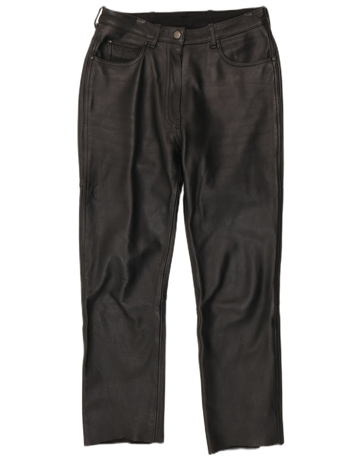 Calça feminina de couro Hein Gericke EU 40 médio W30 L29 couro preto
