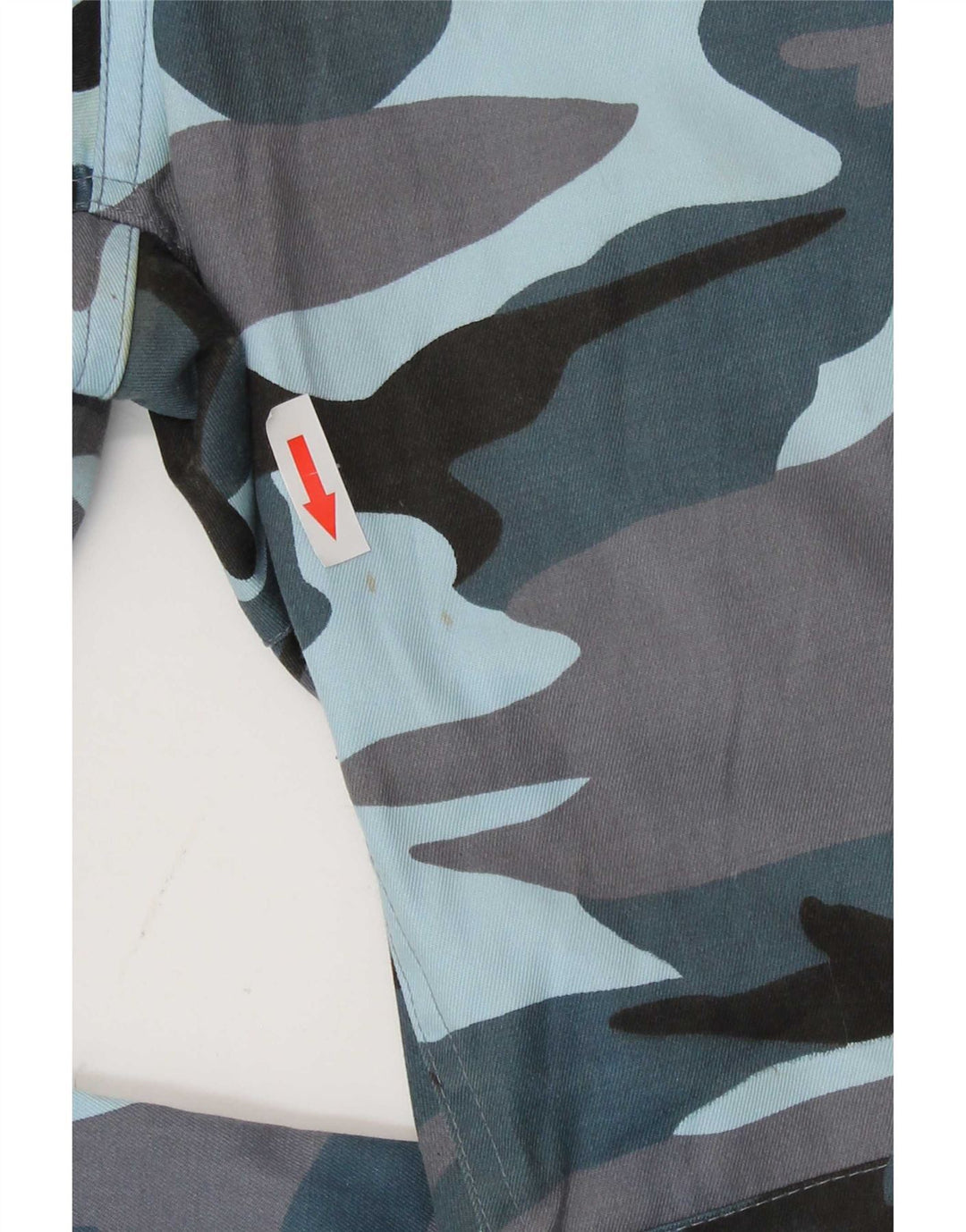 Calças cargo masculinas vintage de ajuste regular W30 L32 poliéster azul camuflado