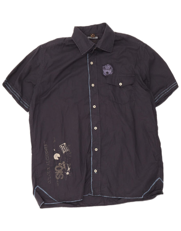 Camisa masculina estampada de manga curta Napapijri XL azul marinho algodão