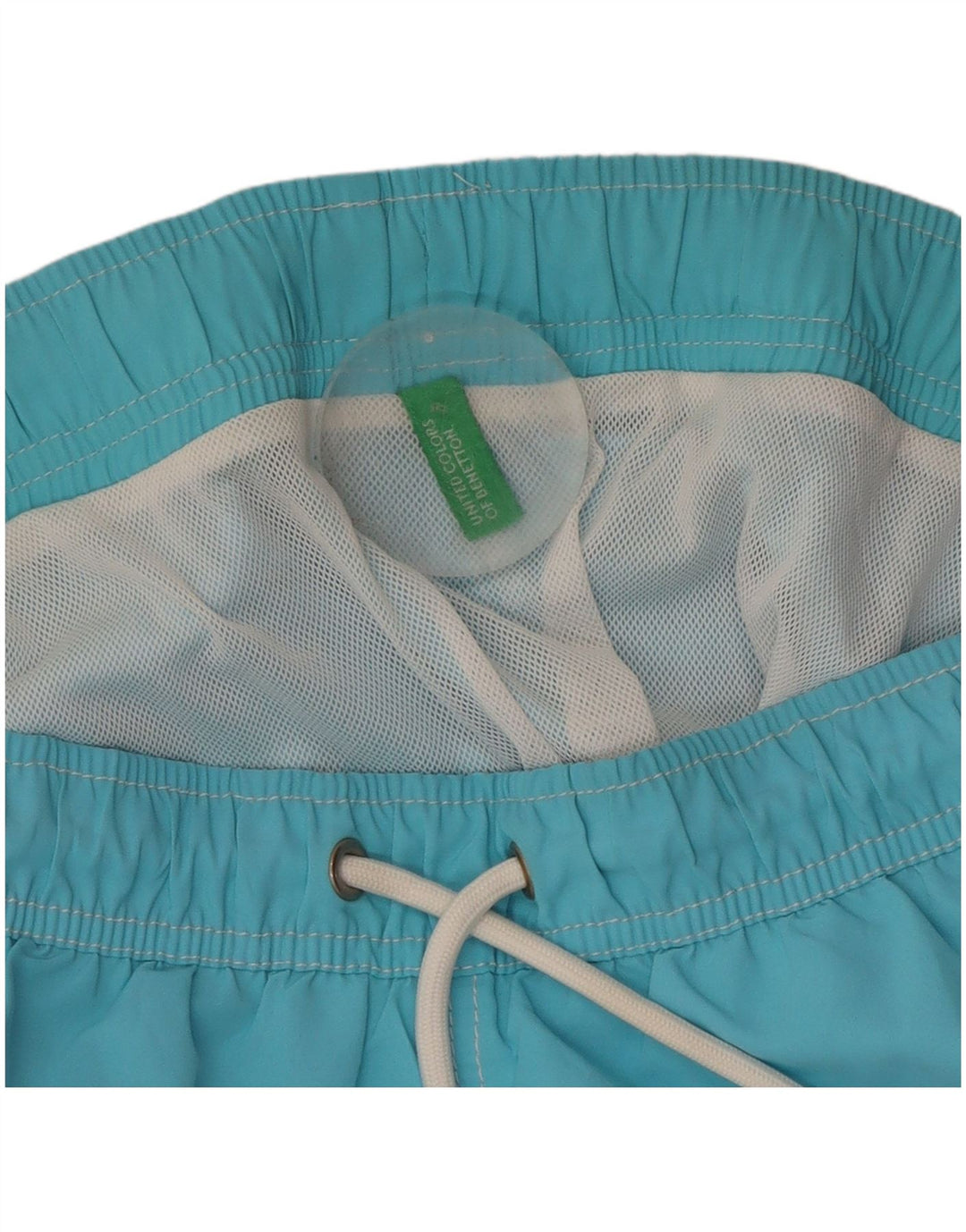 Benetton Calção de banho masculino gráfico grande bloco colorido azul