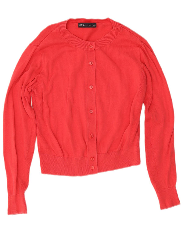 Suéter cardigã feminino Marks & Spencer UK 10 pequeno algodão rosa
