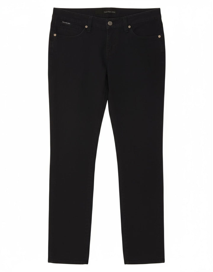 CALVIN KLEIN Calça feminina justa cortada W27 L25 algodão azul marinho