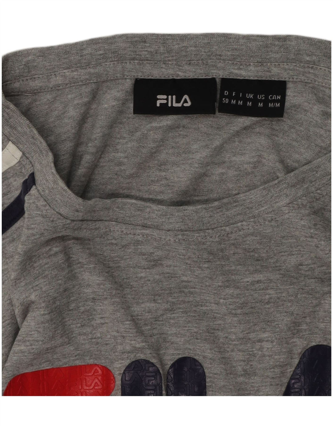 Camiseta masculina gráfica FILA Top cinza médio algodão manchado