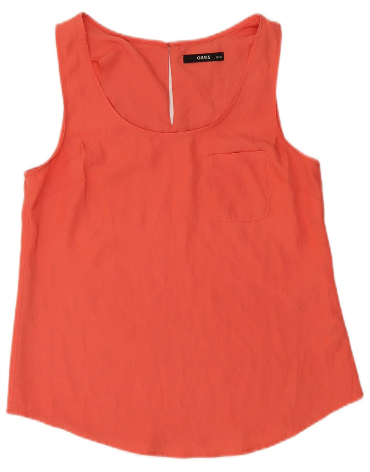 Blusa feminina sem mangas Oasis UK 10 poliéster laranja pequeno