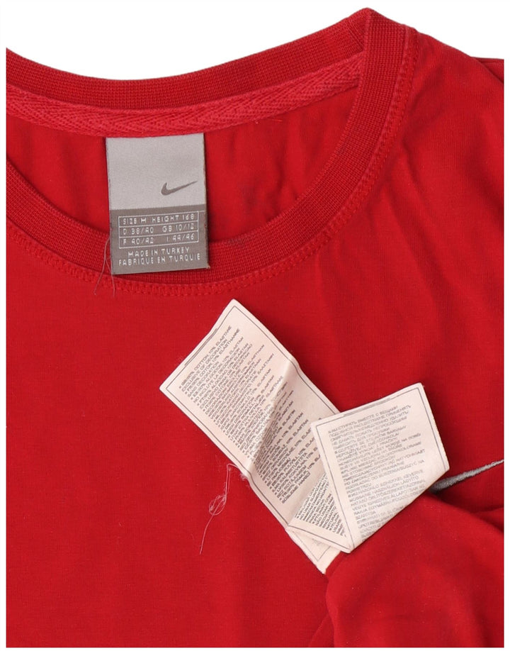 Top feminino Nike manga comprida UK 10/12 médio algodão vermelho