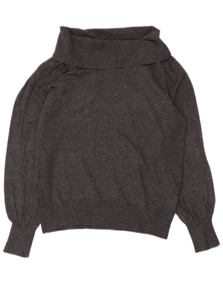 Suéter feminino Marks & Spencer com gola redonda Reino Unido 12 viscose cinza médio
