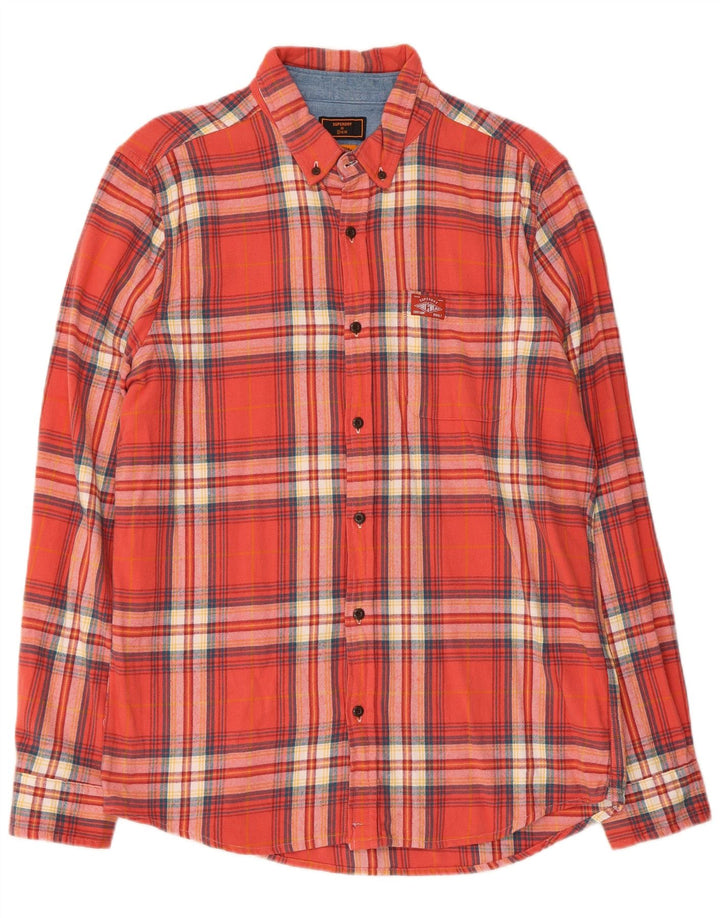 Camisa masculina de flanela Superdry XL algodão xadrez vermelho
